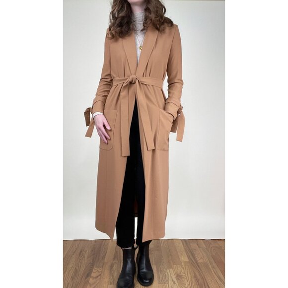 Anthropologie Amanda Uprichard Long Duster Trench Peacoat Old Money Quiet Luxury - Picture 5 of 8